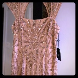 Adrianna Papell sequin blush rose dress